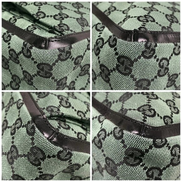 Auth GUCCI GG 272391 Green Black Jacquard Leather Tote Bag - Picture 16 of 16